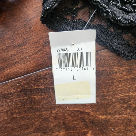 SCALA NWT Vintage Sheer Black Beaded Long Sleeve Evening Jacket / Bolero Sz: L - Picture 7 of 8